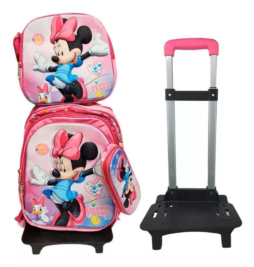 Mochila Ruedas Lonchera Estuche Minnie