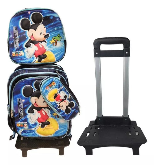 Mochila Ruedas Lonchera Estuche Mickey